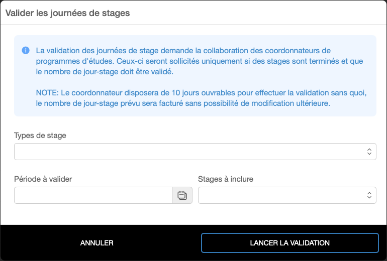 Capture d'écran de la plateforme STAGE+